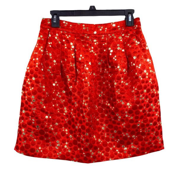 Lauren Moffatt Dresses & Skirts - Lauren Moffatt Anthro crimson bubbles mini skirt size 4 red metallic gold pocket